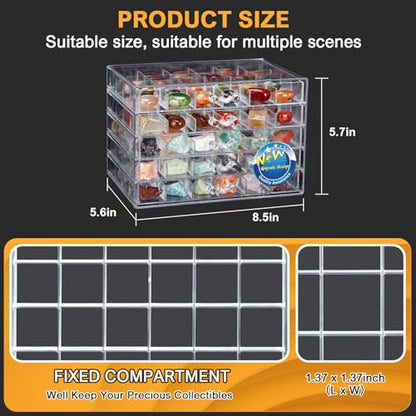 Rock Collection Display Case, 120 Grid Storage Organizer for Collectibles - size: 5C layers