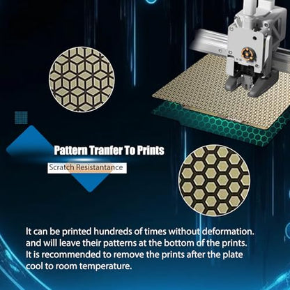 PEI Honeycomb Sheet,Upgraded 0.5mm Etched Bambu Build Plate for Bambu Lab P2S/X2D/X1C/X1/P1P/P1S/A1 3D Pritner,Honeycomb+Square Flexible Spring Steel Sheet for Bambu Lab 3D Printer 257x257mm. - color: PEI Honeycomb Plate