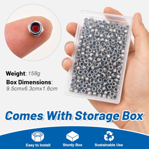 M3-0.5 Lock Nut 330Pcs Stainless Steel Nylock Locking Nuts with Washer - size: locknut-M3 330pcs