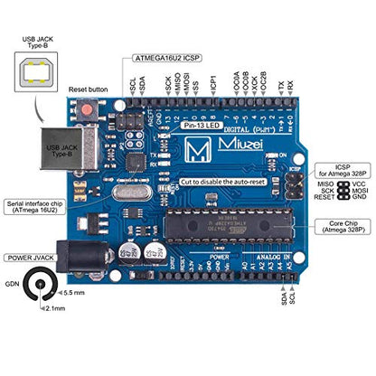 Miuzei Starter Kit with Breadboard Power Supply Compatible with Arduino IDE