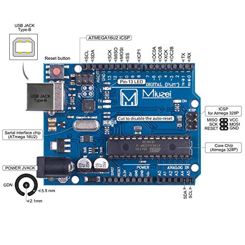 Miuzei Starter Kit with Breadboard Power Supply Compatible with Arduino IDE
