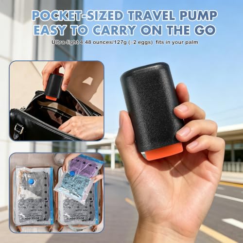 BoxLegend 8 Pack Travel Vacuum Storage Bags with 1400mAh Rechargeable Electric Pump - 23.6"x15.7" Space Saver Compression Bags for Luggage, Suitcase & Closet Organization Airtight Seal for Clothing - size: 8 Small - Electric Pump