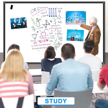 H-Qprobd 72"x48" White Board for Wall Large Magnetic Dry Erase Board with Black Aluminum Frame, Presentation Whiteboard Suitable for Home, Office, Classroom & Kitchen - size: 72"W x 48"H