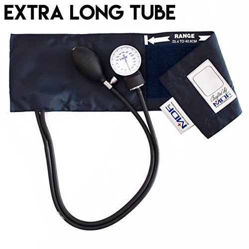 MDF Instruments, Calibra Aneroid Premium Professional Sphygmomanometer, Blood Pressure Monitor with Adult Cuff & Carrying Case, Lifetime Calibration, White Dial, Navy Blue Cuff, MDF808M04 - color: Navy Blue, size: Standard Gauge - Adult Cuff