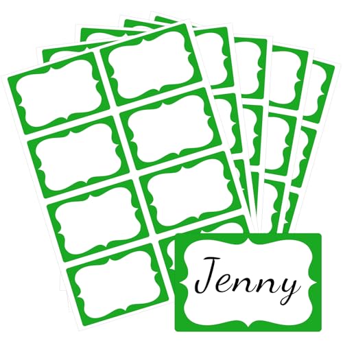 Anwyll Green Name Tag Stickers - 200 Pcs 3'' x 2'' Name Label Stickers - color: Green