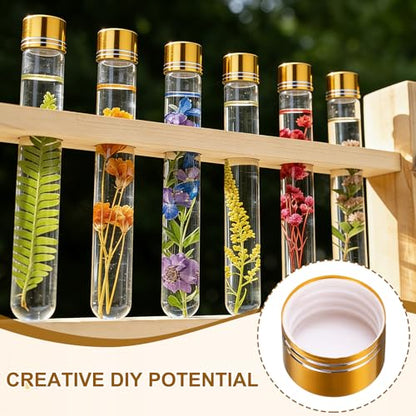 uxcell 24Pcs Small Glass Bottles Vials, 20ml Jars with Gold Aluminum Caps
