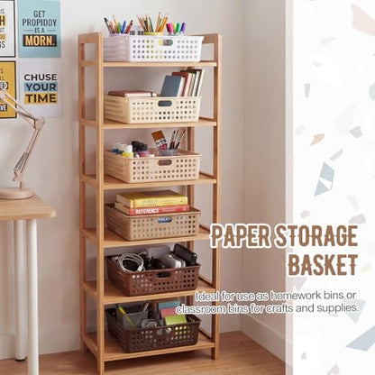 Geetery 12 Pack Classroom Storage Baskets with Handle,Gradient Brown - color: Gradient Brown