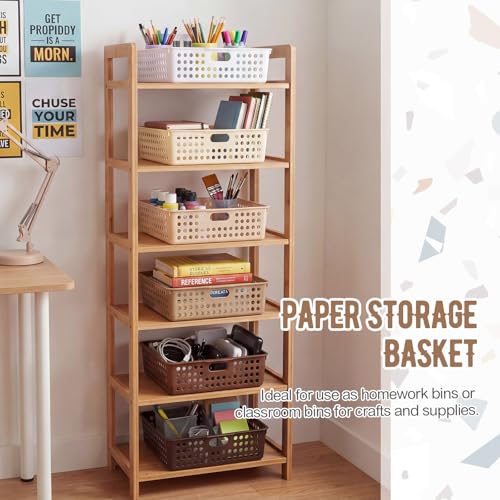 Geetery 12 Pack Classroom Storage Baskets with Handle,Gradient Brown - color: Gradient Brown