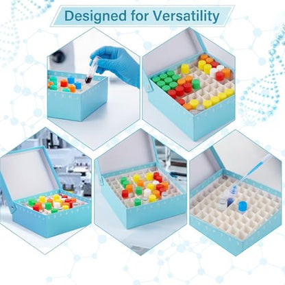 18Pcs Blue 81 Well Cardboard Freezer Box for Lab Storage Waterproof Coating - color: Blue
