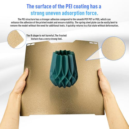 355x346mm PEI Build Plate for Bambu Lab H2D, Double Sided Gold Textured Flexible Spring Steel Bed, High Temp 300℃ Resistant Heated Platform for PLA/PETG/ABS/TPU - size: H2D 355*346mm