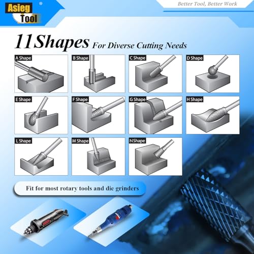 SH-5 Tungsten Carbide Burr Rotary File Flame Shape Double Cut with 1/4''Shank for Die Grinder Drill Bit - 10Pcs - style: 10pcs SH-5