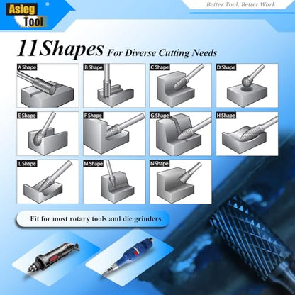 SH-5 Tungsten Carbide Burr Rotary File Flame Shape Double Cut with 1/4''Shank for Die Grinder Drill Bit - 10Pcs - style: 10pcs SH-5