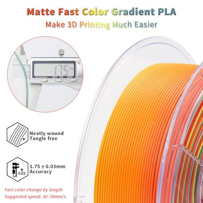 ZIRO 3D Printer Filament PLA, Fast Color Change Matte, 1KG Paint Splash - color: Paint Splash (Matte)