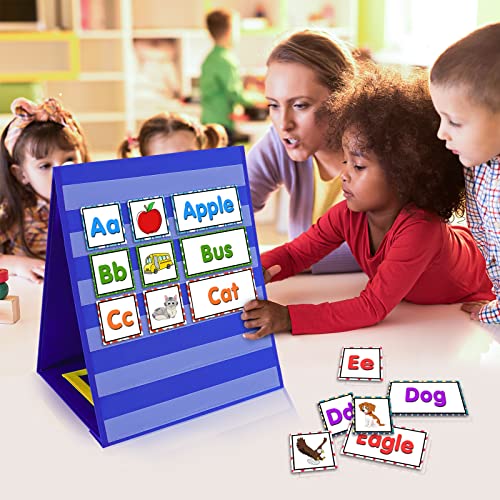 Magnetic Desktop Tabletop Pocket Chart Stand, Double Sided Small Pocket Chart for Classroom Home (15" X 12.5") - color: Easel Stand