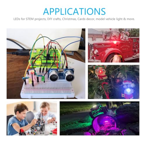 CHANZON 6 Colors 5mm LED Diode Emitting Lights Assortment Kit 3V 60pcs - color: A) 6 Colors X 10pcs = 60pcs