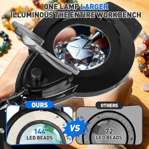 KIRKAS LED Magnifying Lamp with Clamp, 2,200 Lumens Dimmable 28in 12X - size: 28in