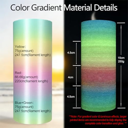 Moon Rainbow Glow in Dark Silk PLA 1.75mm 1kg Luminous 3D Filament FDM AMS - color: B_pla-26 Pearl Glow Moon Rainbow