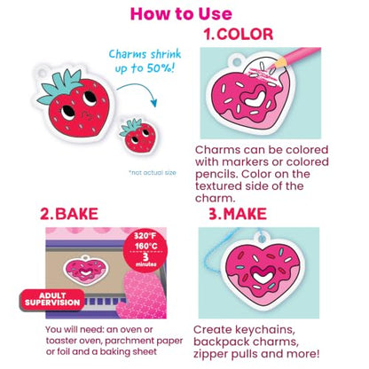 Ooly DIY Mini Shrink Art Charms Kit, 10 Pc - Hugs and Kisses - color: Hugs and Kisses