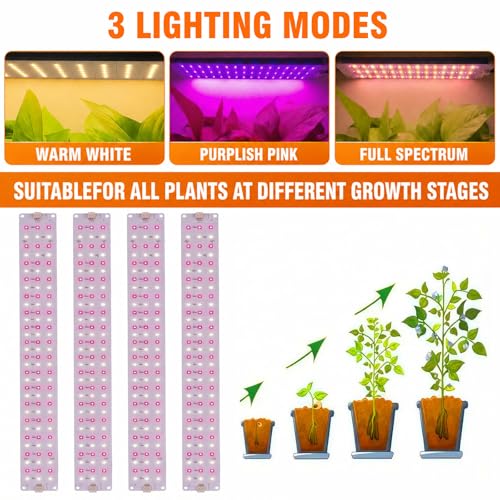 Indoor Greenhouse with Grow Light & 2 Observation Window - 5 Tier Seed Starting Rack, 4 Pack 48W Full Spectrum Grow Lights with Timer, 3 Modes & 7 Dimmable Levels, 22x11.8x61 Inches