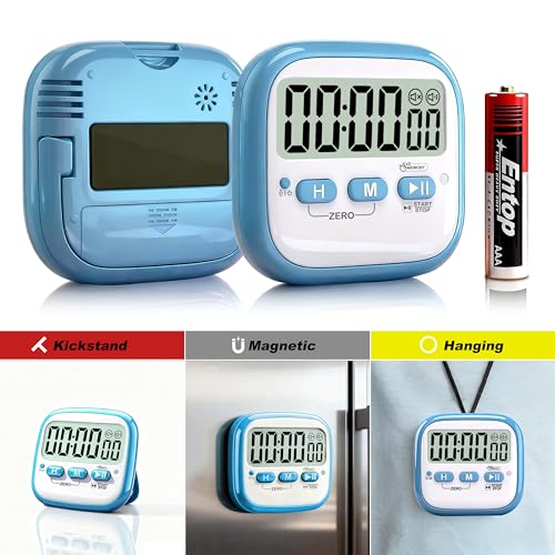 Antonki 2 Pack Classroom Timers for Kids Teachers, Magnetic Countdown Digital Kitchen Timer for Cooking, Study, Exercise, Games, Time Mangement - Loud/Silent Mode - Battery Included - color: Sky Blue & Green