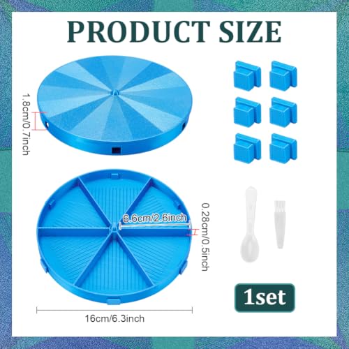 WADORN Diamond Art Painting Trays, Round Divided Colorful Trays with Lid Plastic Bead Sorting Tray Organizer Kits with Brush and Spoon for Adults Diamond DIY Art Mosaic Crafting, Blue - color: Blue