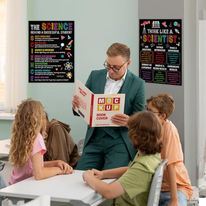 COCHIE Science Posters Set for Classroom Decorations, Back to School Science Class Rules Poster Wall Decor for Primary Elementary Middle High School Teacher Must Haves Supplies - 14 4/5"x11" - style: Science