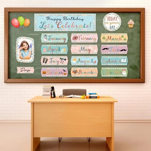 Outus 60 Pcs Happy Birthday Bulletin Board Decorations Set - color: Boho