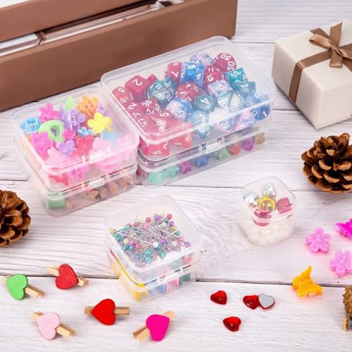 SATINIOR 24 Pcs Small Clear Plastic Container Box, 2.1 x 2.1 x 0.8 in - size: 2.12 x 2.12 x 0.79 Inches