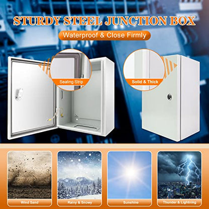 Outdoor Electrical Box 12 x 12 x 8'' NEMA 4X Enclosure Waterproof Steel Box Electrical Lockable Junction Box Outdoor Electrical Enclosure - size: 12 x 12 x 8''