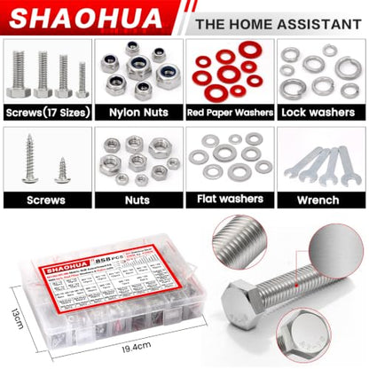M3 M4 M5 M6 Hex Head Bolt Kit with Nylon Lock Nuts, 858Pcs - size: C. M3 M4 M5 M6