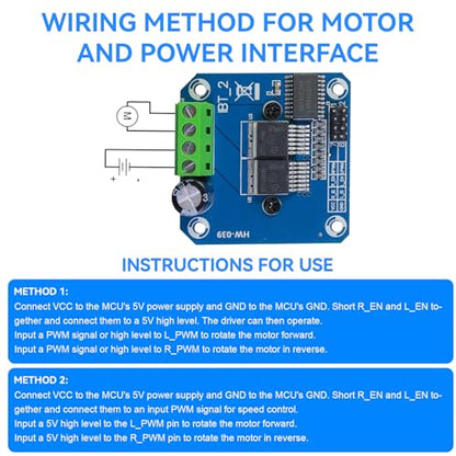 2-Pack BTS7960 43A 6V-27V H-Bridge DC Motor Driver Modules with PWM - color: Blue-2pcs