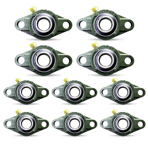UCFL201-8 Pillow Block Bearing - Pack of 10 Flange Mounted Pillow Block Bearings - Chrome Steel Bearings with 1/2" Bore, Self Alignment - size: UCFL201-8-10PCS