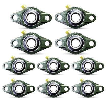 UCFL201-8 Pillow Block Bearing - Pack of 10 Flange Mounted Pillow Block Bearings - Chrome Steel Bearings with 1/2" Bore, Self Alignment - size: UCFL201-8-10PCS