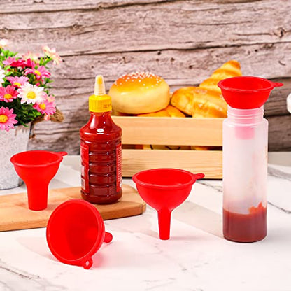 Silicone Funnels 4 Pieces Wide Mouth Funnel Small and Large, Red