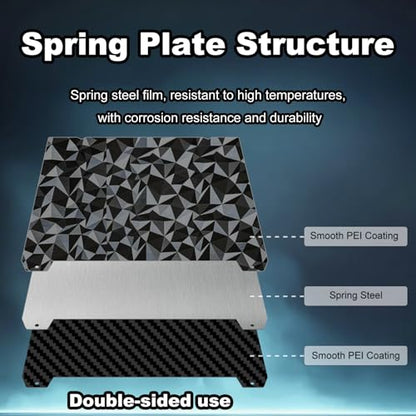 310x315mm 3D Printer Build Plate Smooth PEO+Smooth PET Spring Steel Sheet for K1 MAX/Ender 3 V3 Plus/CR-10 Smart Heated Bed (Carbon Fiber + Diamond Pattern) - size: 310x315mm