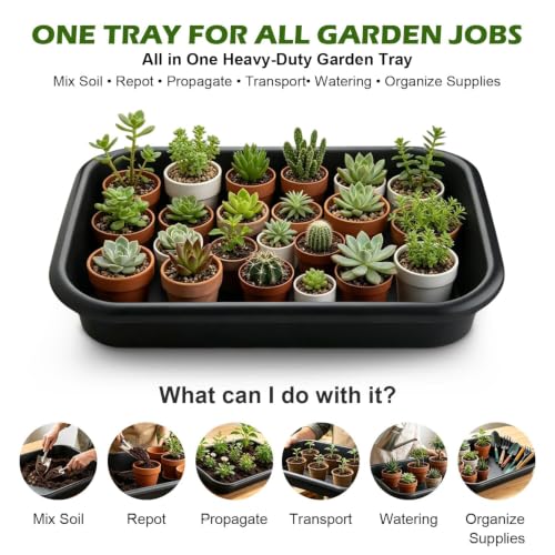 2-Pack Plant Potting Tray– MultiFunctional Large Heavy-Duty GardenTidy Tray - color: Black+green, size: Large-23"x17"x4.3"