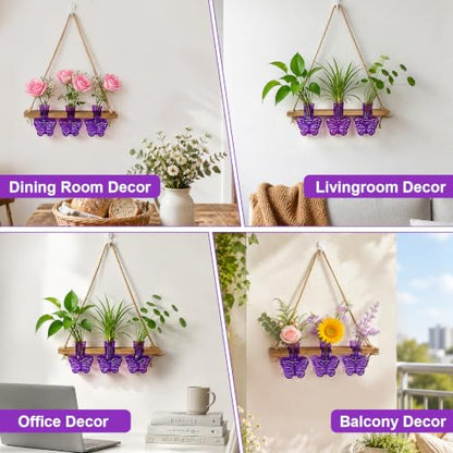 XXXFLOWER Plant Propagation Station Hanging Butterfly Shaped Vase Purple - color: Purple-3 Butterfly Vase