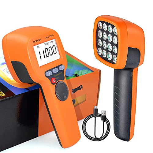 Digital LED Stroboscope 99,999 RPM/Hz, AIOMEST RPM Strobe Light Tachometer - color: orange