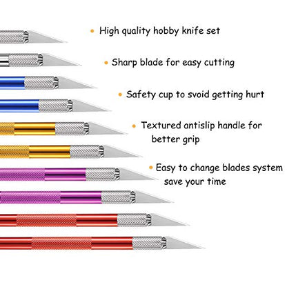 Mudder 15 Pack Exacto Knife Set, Craft Knives Hobby Knife, Muliticolor - color: Muliticolor