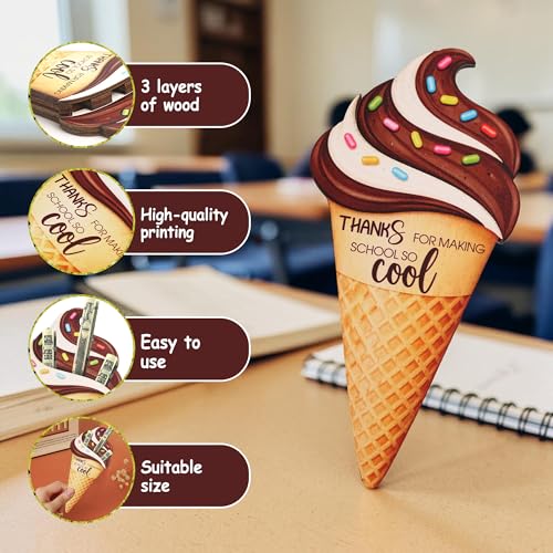 KATINAT Teacher Appreciation Gifts, Wooden Ice Cream Money Holder for Teacher, Thanks for Making School So Cool, End of Year Teacher Gift, Preschool Middle School High School Back to School - color: KAT-k- Teacher -icecream