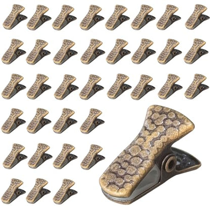 35 Pack Mini Metal Alligator Clips for Crafts Non-Slip Silicone-Coated Retro DIY Badge Small Spring Clips (Bronze) - color: Bronze