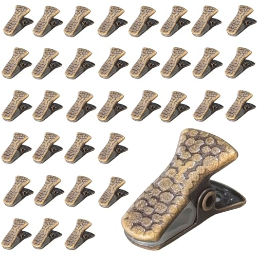 35 Pack Mini Metal Alligator Clips for Crafts Non-Slip Silicone-Coated Retro DIY Badge Small Spring Clips (Bronze) - color: Bronze