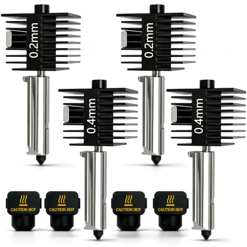 4‑Pack 0.2/0.4mm A1 Hotend for Bambu Lab A1/A1 Mini/A2L Nozzle Kit - size: 0.2/0.2/0.4/0.4mm