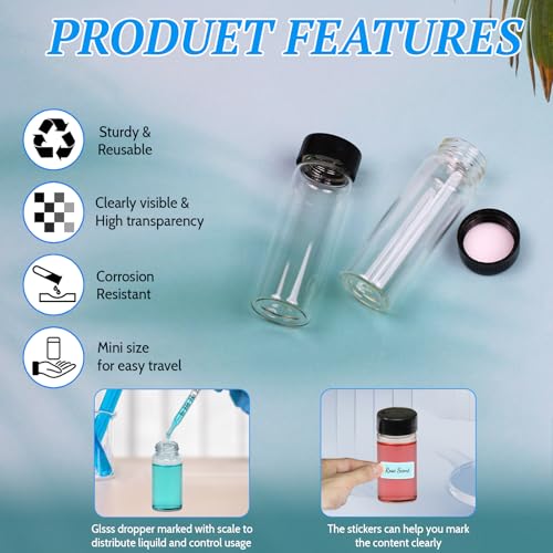 15ml 50pcs Small Clear Glass Vials with Screw Cap (with Droppers & Lables) - size: 15ml 50pcs