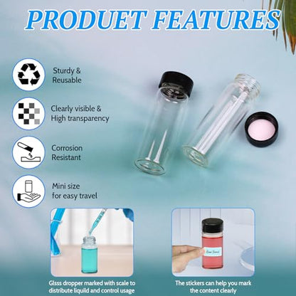 15ml 50pcs Small Clear Glass Vials with Screw Cap (with Droppers & Lables) - size: 15ml 50pcs