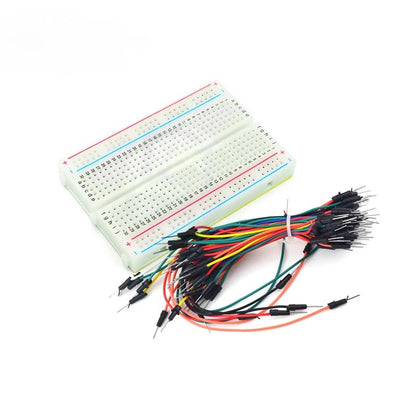 65pcs Breadboard Jumper Wires Kit - 400 Tie Points - Flexible Breadboards for Arduino Prototyping Circuit DIY Electronic Project - color: 1pcs400TieBreadboard-JumperWire65pcs