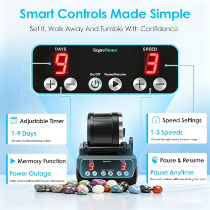 KomeStone K1 Pro Quiet Rock Tumbler Kit for Kids & Adults - color: Blue Outline
