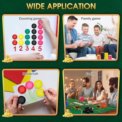Leitee 1000 Pcs Plastic Poker Chips, 38 mm Interlocking Game Tokens, Black - color: Black