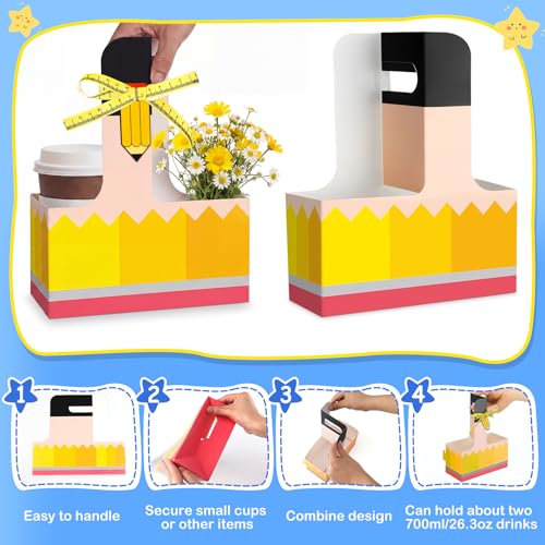 24 Set 2 Cup Pencil Drink Carrier with Handle - color: Pencil