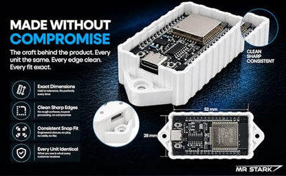 Premium ESP32 Computer Case, 2-Pack, Inject Molded, Passthrough (White)